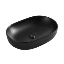 Lavoar pe blat Fluminia, Odera, oval, 60 x 41.5 cm, negru mat